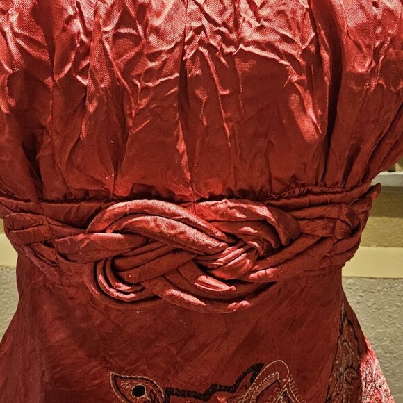 Red M Pinup Peasant Paisley Embroidered Y2K Grunge Vintage Punk Whimsgoth Top - Picture 13 of 14